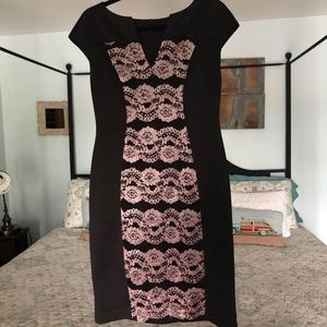❌SOLD❌ Black and Pink Lace Dress Size 10